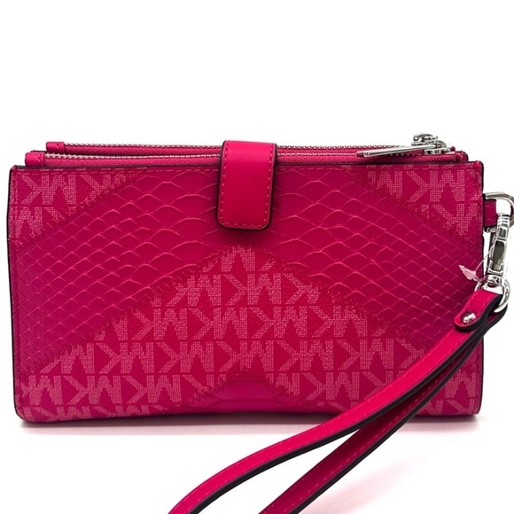 Michael Kors Double Zip Wallet Wristlet Electric Pink Multi (NWT) - Picture 5 of 9